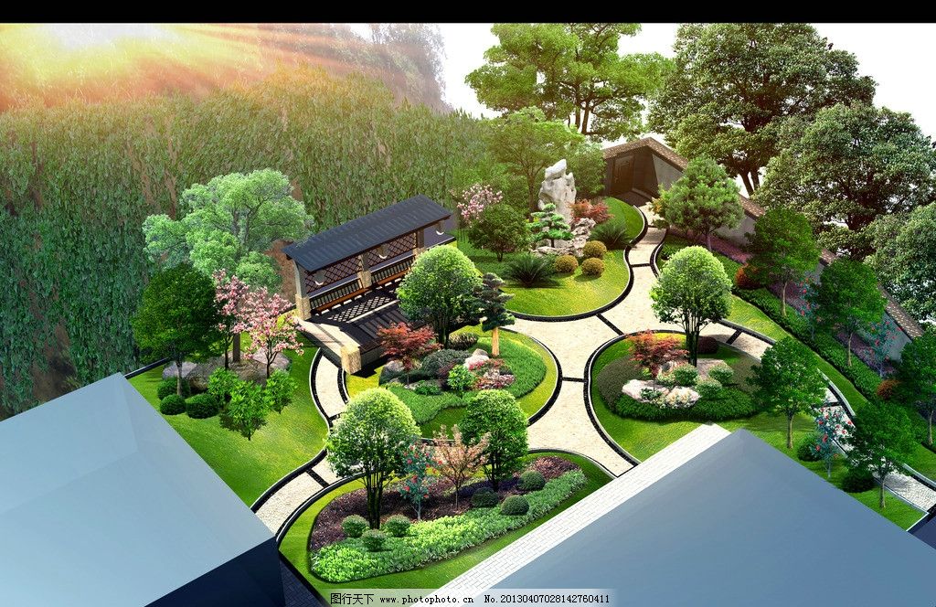 別墅庭院效果圖圖片